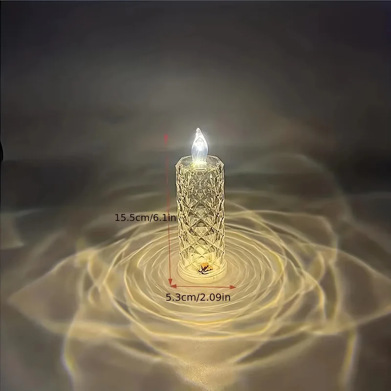Vlamloze LED Kaars Kristal Kunststof 6x18 cm Flakkereffect Afstandsbediening Timer Batterij Sfeerverlichting Woonkamer Slaapkamer Decoratie | Sansoti