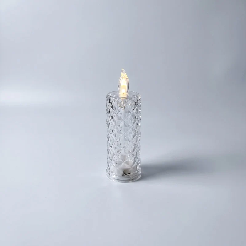 Vlamloze LED Kaars Kristal Kunststof 6x18 cm Flakkereffect Afstandsbediening Timer Batterij Sfeerverlichting Woonkamer Slaapkamer Decoratie | Sansoti