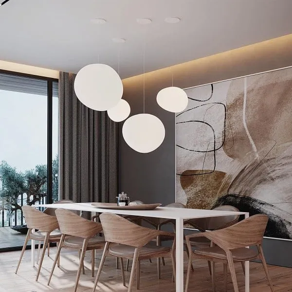Hanglamp Handgeblazen Glas Minimalistisch Melkwit Woonkamer Eetkamer E27 Warm Wit | Sansoti
