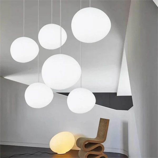 Hanglamp Handgeblazen Glas Minimalistisch Melkwit Woonkamer Eetkamer E27 Warm Wit | Sansoti