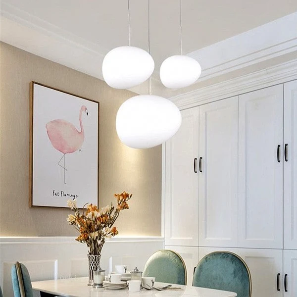 Hanglamp Handgeblazen Glas Minimalistisch Melkwit Woonkamer Eetkamer E27 Warm Wit | Sansoti