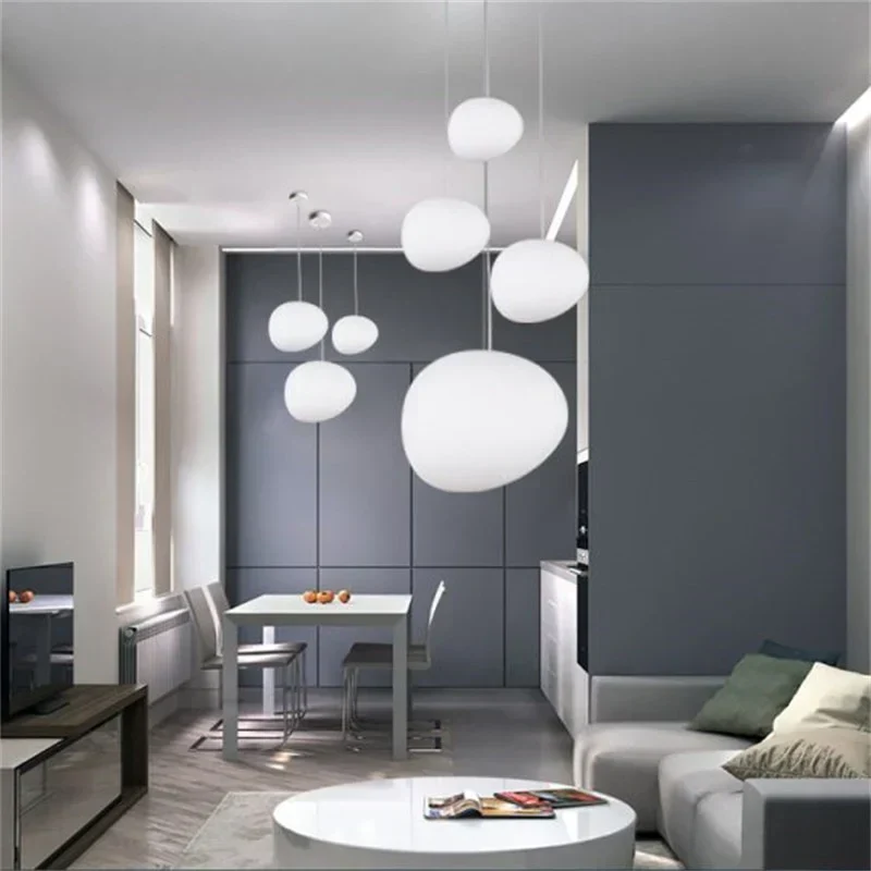 Hanglamp Handgeblazen Glas Minimalistisch Melkwit Woonkamer Eetkamer E27 Warm Wit | Sansoti