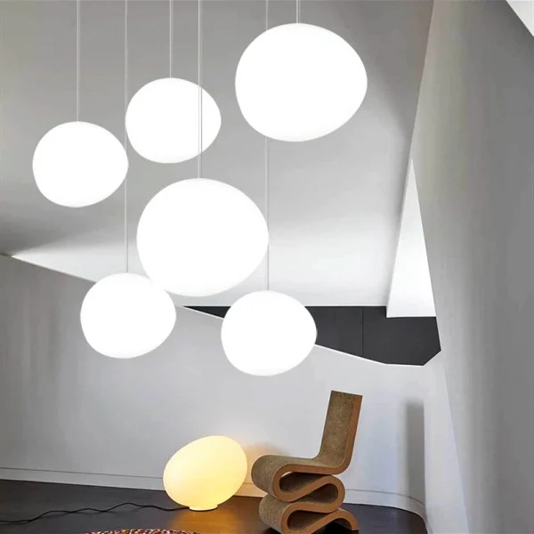 Hanglamp Handgeblazen Glas Minimalistisch Melkwit Woonkamer Eetkamer E27 Warm Wit | Sansoti