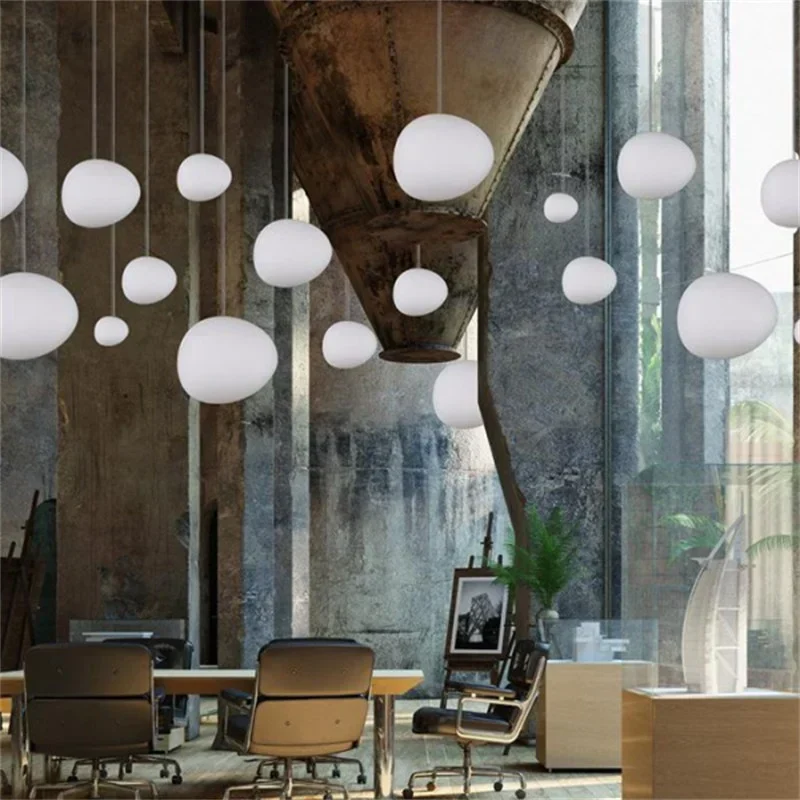 Hanglamp Handgeblazen Glas Minimalistisch Melkwit Woonkamer Eetkamer E27 Warm Wit | Sansoti