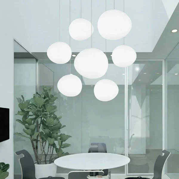 Hanglamp Handgeblazen Glas Minimalistisch Melkwit Woonkamer Eetkamer E27 Warm Wit | Sansoti