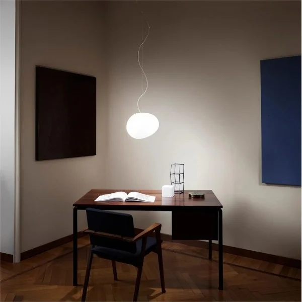 Hanglamp Handgeblazen Glas Minimalistisch Melkwit Woonkamer Eetkamer E27 Warm Wit | Sansoti
