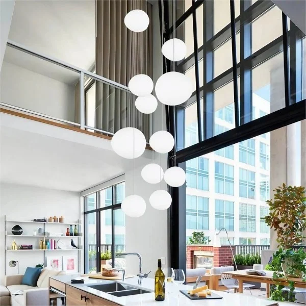 Hanglamp Handgeblazen Glas Minimalistisch Melkwit Woonkamer Eetkamer E27 Warm Wit | Sansoti