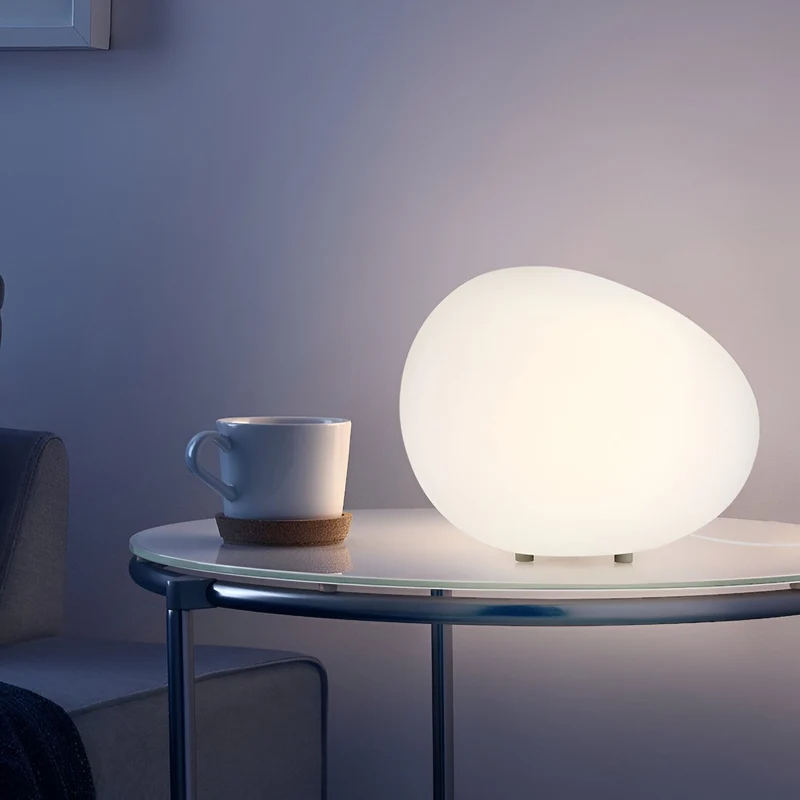 Steen Tafellamp LED 3-Kleuren PE Sfeerlamp 22cm Woonkamer Slaapkamer Scandinavisch Organisch Nachtlamp Dimbaar | Sansoti
