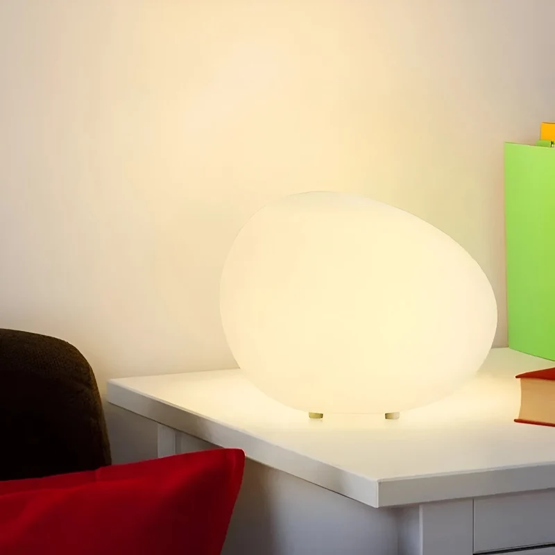 Steen Tafellamp LED 3-Kleuren PE Sfeerlamp 22cm Woonkamer Slaapkamer Scandinavisch Organisch Nachtlamp Dimbaar | Sansoti