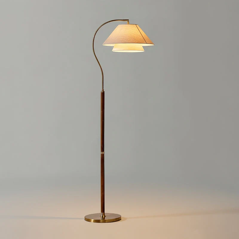 Vloerlamp Gelaagde Stof Kappen Hout Metaal Goud Chroom Walnoot Zwart E27 Woonkamer | Sansoti