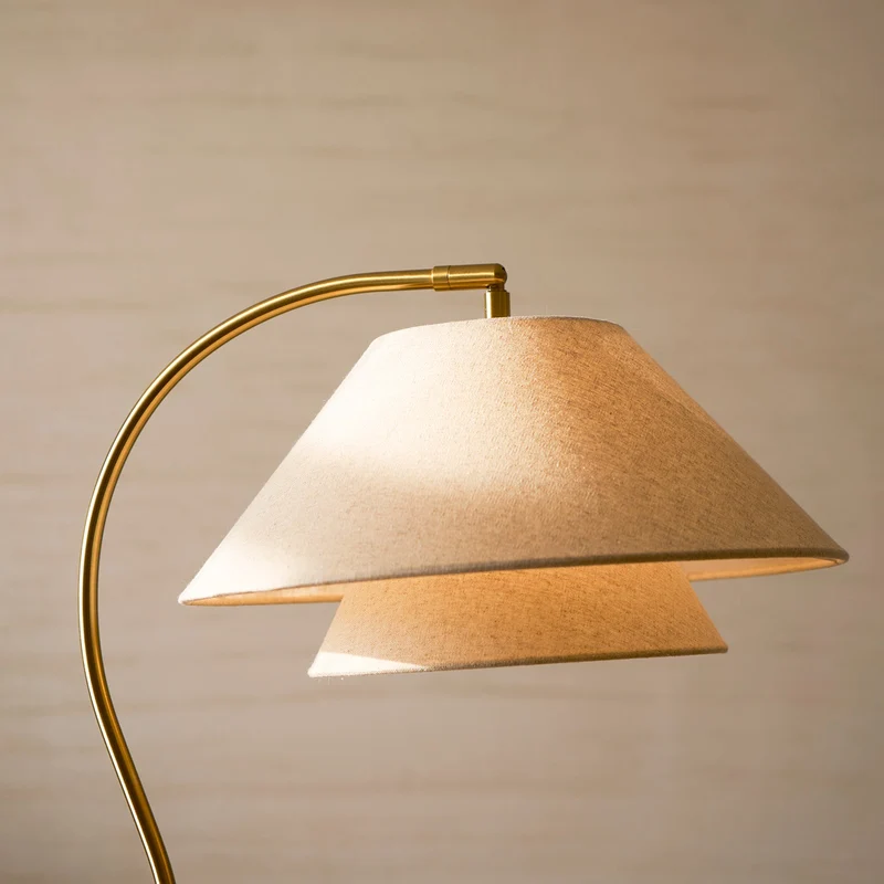 Vloerlamp Gelaagde Stof Kappen Hout Metaal Goud Chroom Walnoot Zwart E27 Woonkamer | Sansoti