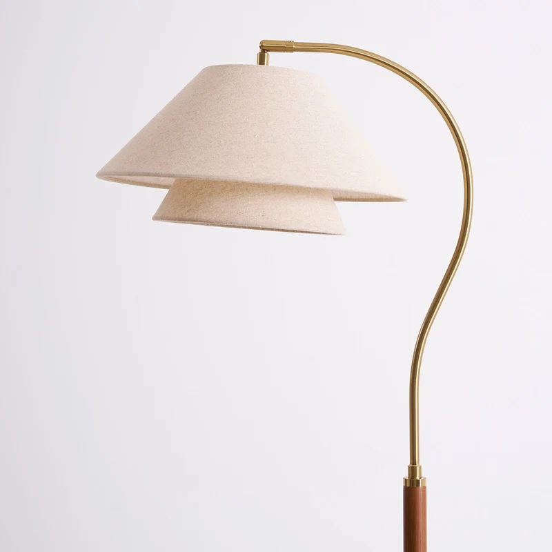 Vloerlamp Gelaagde Stof Kappen Hout Metaal Goud Chroom Walnoot Zwart E27 Woonkamer | Sansoti