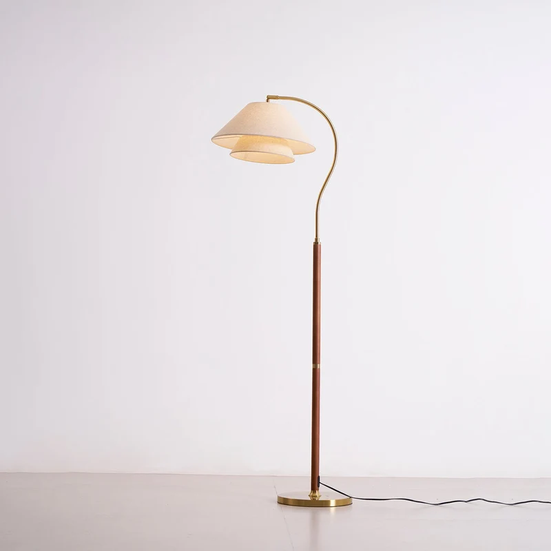 Vloerlamp Gelaagde Stof Kappen Hout Metaal Goud Chroom Walnoot Zwart E27 Woonkamer | Sansoti