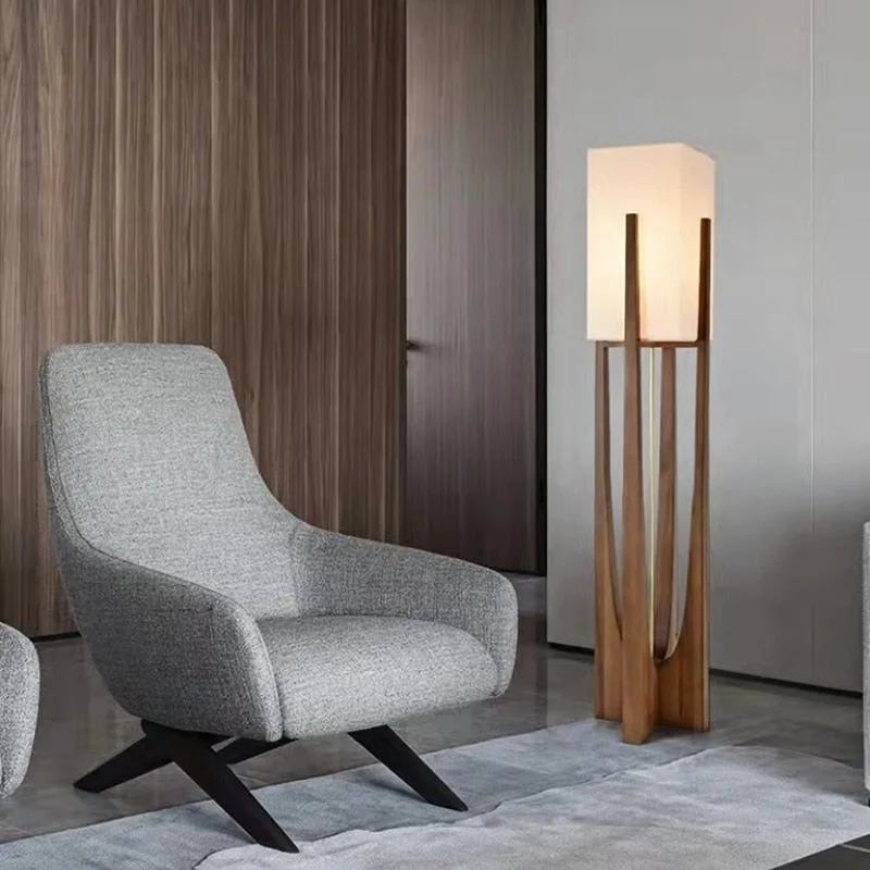 Vloerlamp Massief Hout Japandi Perkamentpapier Handgemaakt Minimalistisch 3 Maten LED | Sansoti
