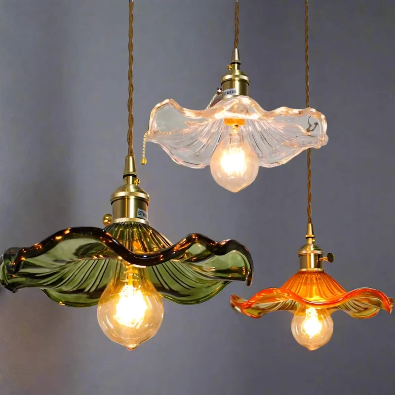 Hanglamp Glas E27 Groen Transparant Oranje Ø25cm Woonkamer Keuken Eetkamer Vintage Art Nouveau Sfeerlamp | Sansoti