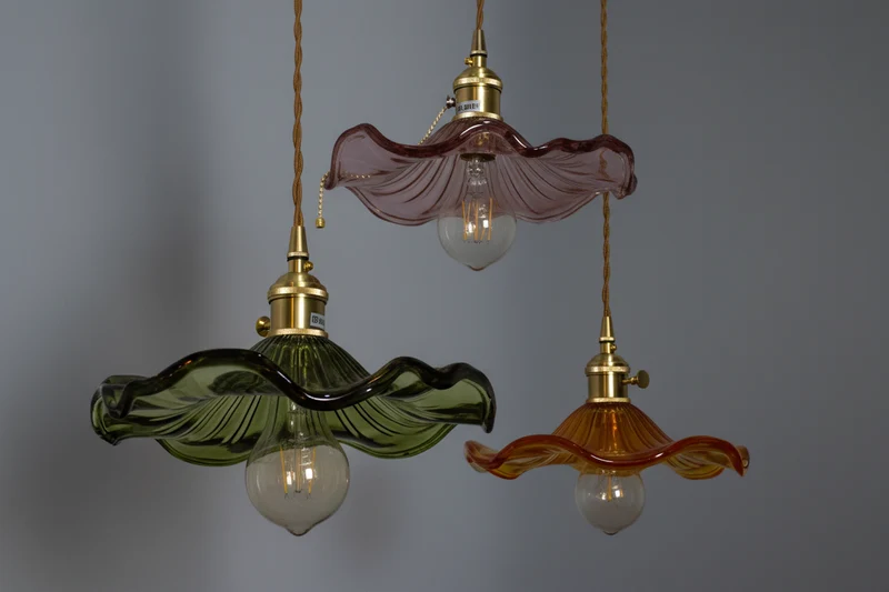 Hanglamp Glas E27 Groen Transparant Oranje Ø25cm Woonkamer Keuken Eetkamer Vintage Art Nouveau Sfeerlamp | Sansoti