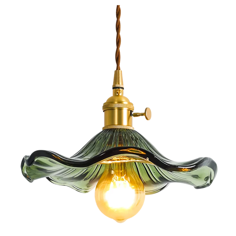 Hanglamp Glas E27 Groen Transparant Oranje Ø25cm Woonkamer Keuken Eetkamer Vintage Art Nouveau Sfeerlamp | Sansoti