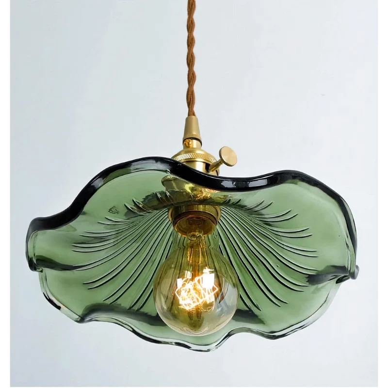 Hanglamp Glas E27 Groen Transparant Oranje Ø25cm Woonkamer Keuken Eetkamer Vintage Art Nouveau Sfeerlamp | Sansoti