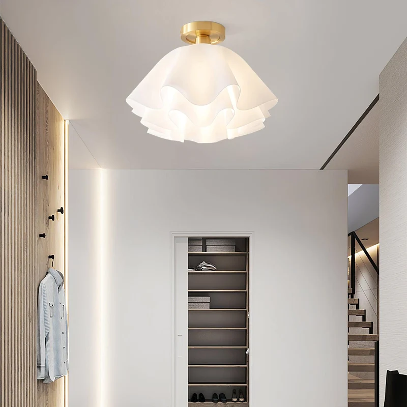 Plafondlamp Modern Gevouwen Design Acryl Koper E27 LED Woonkamer | Sansoti