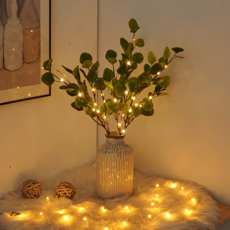 Lichttak Olijftak LED Warm Wit 70cm 120 Lampjes Sfeerverlichting Decoratieve Tak Fairy Lights Woonkamer Slaapkamer Batterij Kerst Natuur