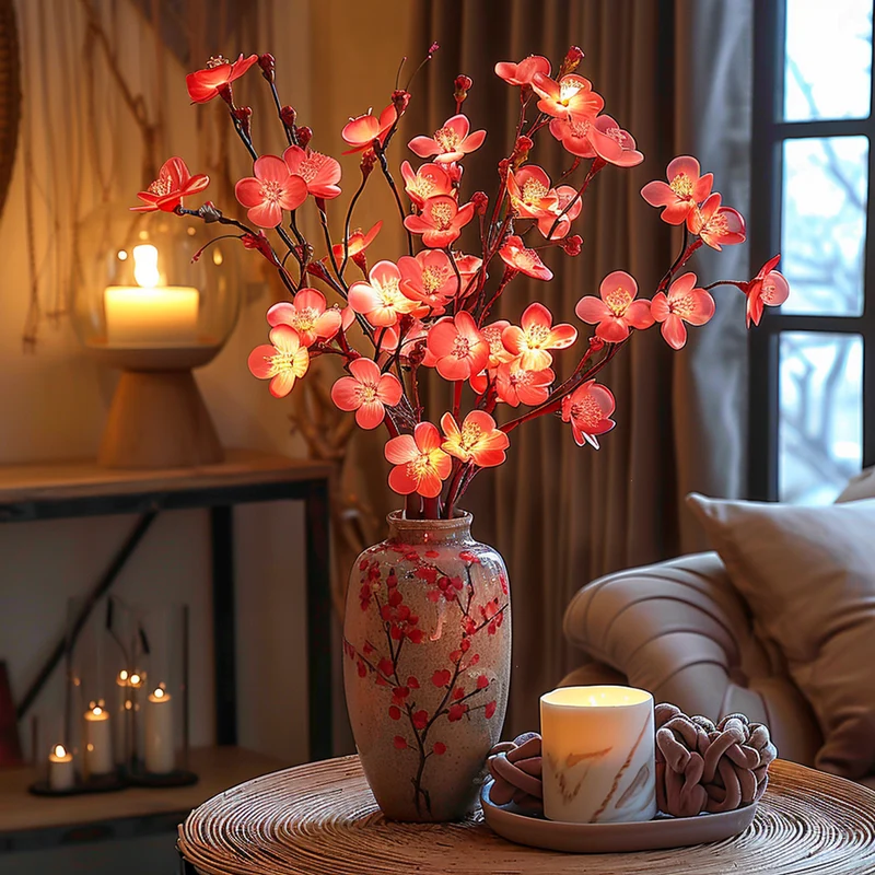 Lichttak Olijftak LED Warm Wit 70cm 120 Lampjes Sfeerverlichting Decoratieve Tak Fairy Lights Woonkamer Slaapkamer Batterij Kerst Natuur