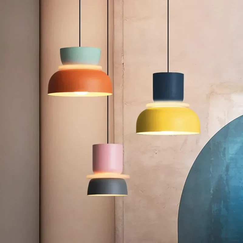 Hanglamp Acryl Kleurblok Macaron Scandinavisch Nordic E27 18-29cm Pastel Woonkamer Eetkamer | Sansoti