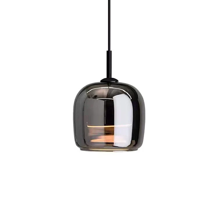 Hanglamp Zwart Glas Scandinavisch Nordic LED E27 16cm Pendellamp Keuken Woonkamer Luxe | Sansoti
