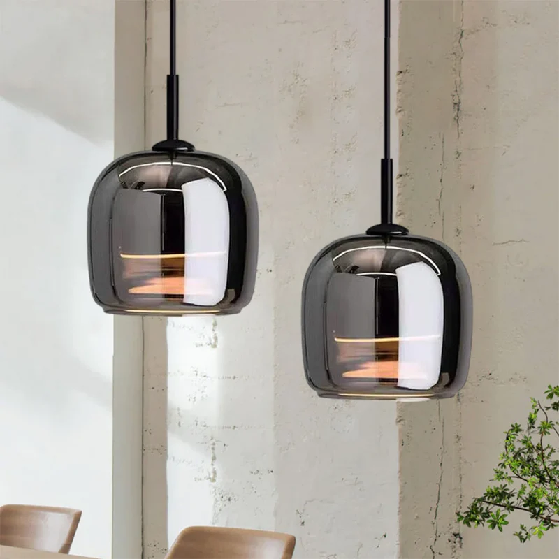Hanglamp Zwart Glas Scandinavisch Nordic LED E27 16cm Pendellamp Keuken Woonkamer Luxe | Sansoti