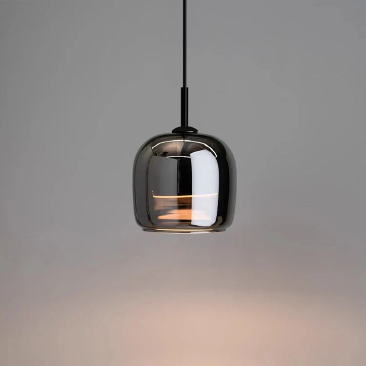 Hanglamp Zwart Glas Scandinavisch Nordic LED E27 16cm Pendellamp Keuken Woonkamer Luxe | Sansoti