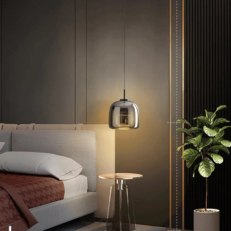 Hanglamp Zwart Glas Scandinavisch Nordic LED E27 16cm Pendellamp Keuken Woonkamer Luxe | Sansoti
