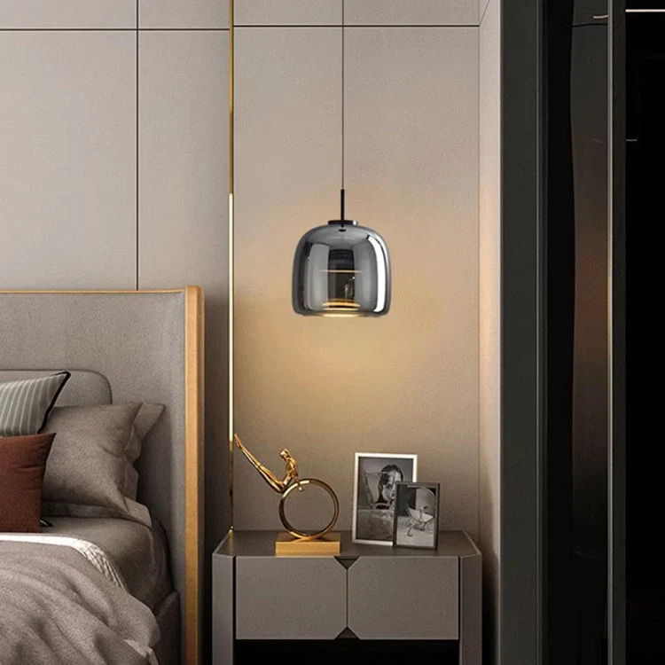 Hanglamp Zwart Glas Scandinavisch Nordic LED E27 16cm Pendellamp Keuken Woonkamer Luxe | Sansoti