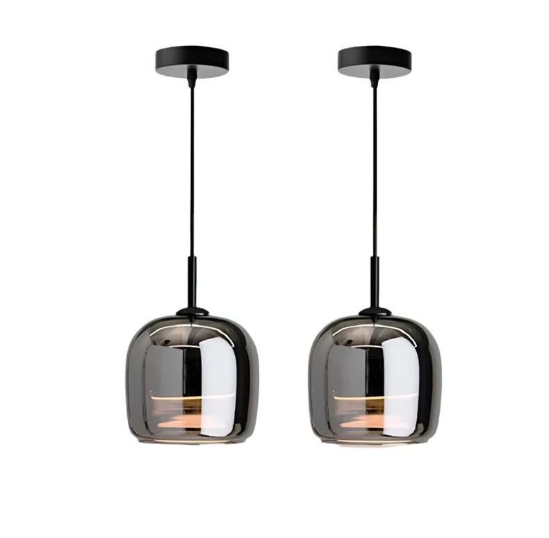 Hanglamp Zwart Glas Scandinavisch Nordic LED E27 16cm Pendellamp Keuken Woonkamer Luxe | Sansoti