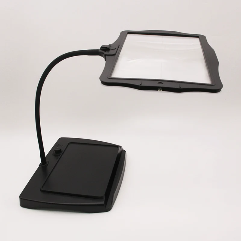 Vergrotingslamp met LED 3x Vergroot Accu Zwart Lezen Loeplamp Staand Handsfree Leeslamp | Sansoti