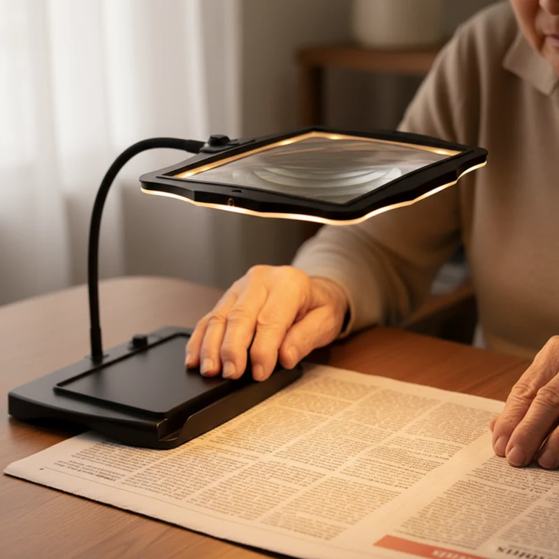 Vergrotingslamp met LED 3x Vergroot Accu Zwart Lezen Loeplamp Staand Handsfree Leeslamp | Sansoti