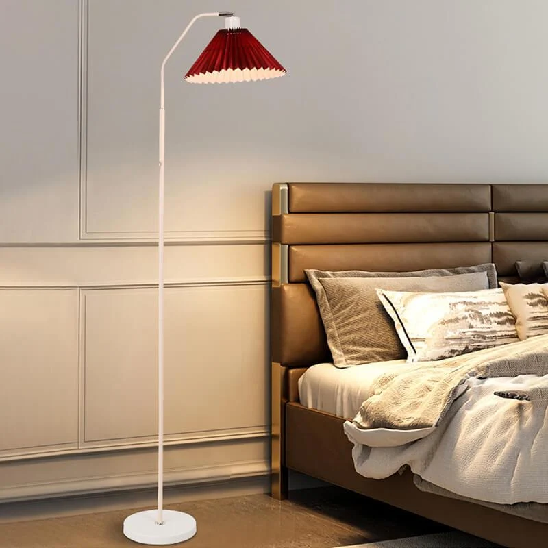 Vloerlamp Geplooide Kap Metaal 149cm Woonkamer Slaapkamer Dimbaar Staande Lamp Stof Retro Scandinavisch Leeslamp | Sansoti