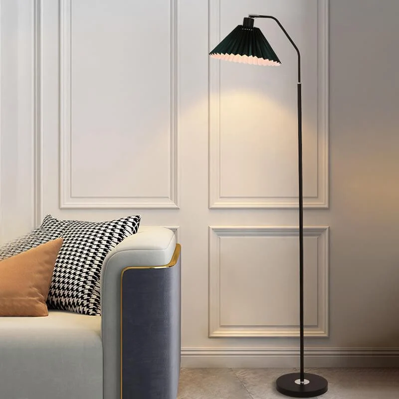 Vloerlamp Geplooide Kap Metaal 149cm Woonkamer Slaapkamer Dimbaar Staande Lamp Stof Retro Scandinavisch Leeslamp | Sansoti