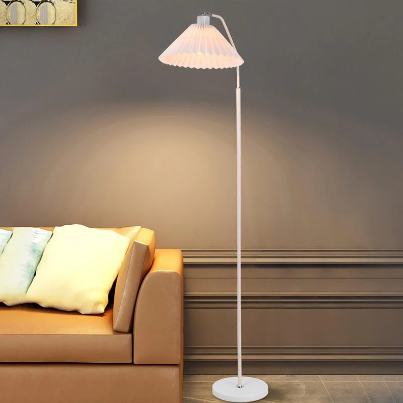 Vloerlamp Geplooide Kap Metaal 149cm Woonkamer Slaapkamer Dimbaar Staande Lamp Stof Retro Scandinavisch Leeslamp | Sansoti