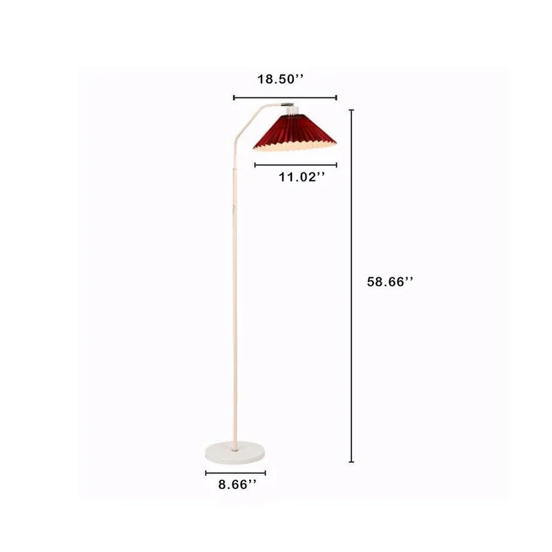 Vloerlamp Geplooide Kap Metaal 149cm Woonkamer Slaapkamer Dimbaar Staande Lamp Stof Retro Scandinavisch Leeslamp | Sansoti