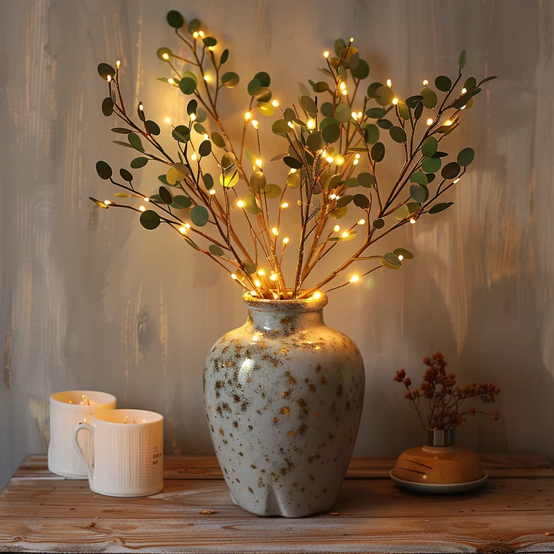 Decoratieve Lichttak Led Olijftak Kersenbloesem Warm Wit 70cm 120 Lampjes Sfeerverlichting Woonkamer | Sansoti