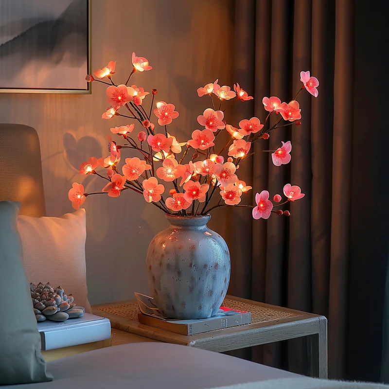 Decoratieve Lichttak Led Olijftak Kersenbloesem Warm Wit 70cm 120 Lampjes Sfeerverlichting Woonkamer | Sansoti