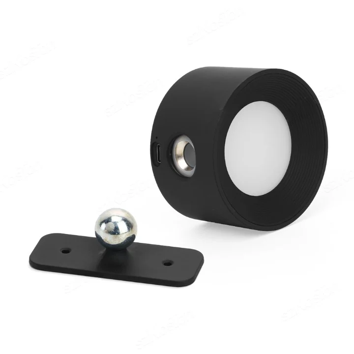 Wandlamp Draadloos Oplaadbaar Dimbaar 360° Roteerbaar Touch Afstandsbediening Wit Zwart Hout | Sansoti