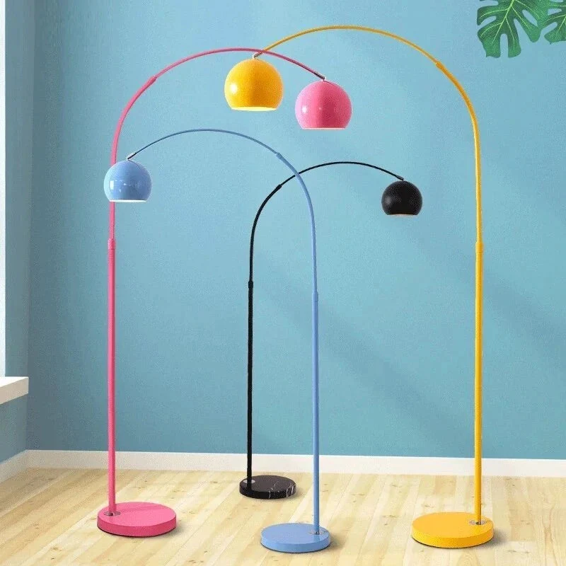 Vloerlamp Boogvorm Led Metaal Zwart Blauw Geel Roze Zilver Goud Dimbaar Woonkamer Slaapkamer | Sansoti