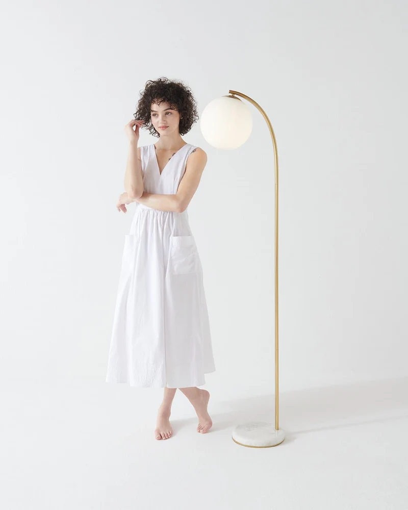 Vloerlamp Marmeren Voet Messing Glazen Bol LED 168cm Staande Lamp Woonkamer Modern
