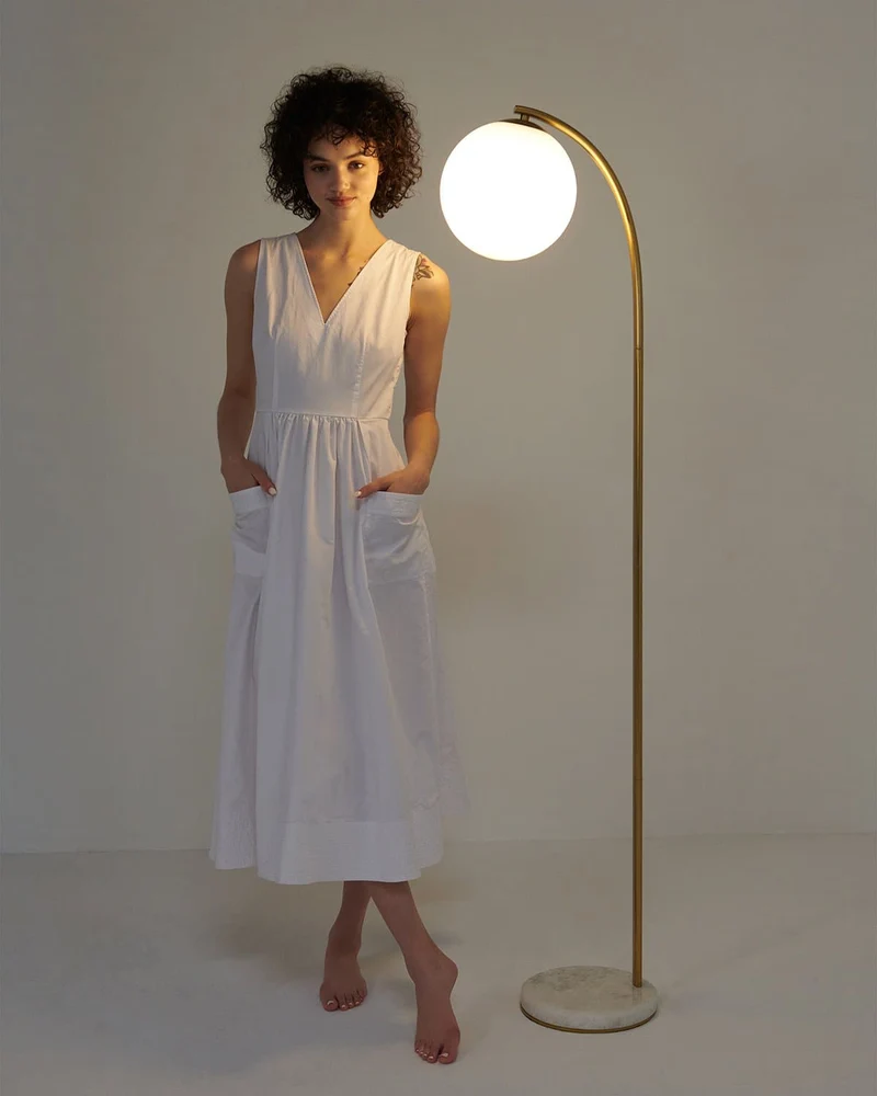 Vloerlamp Marmeren Voet Messing Glazen Bol LED 168cm Staande Lamp Woonkamer Modern