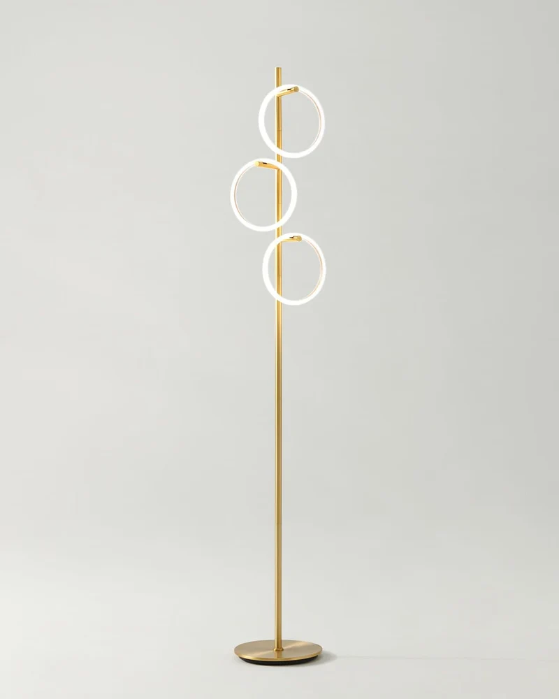 Vloerlamp Ring LED Dimbaar Goud Metaal 3 Lichtkringen Modern | Sansoti