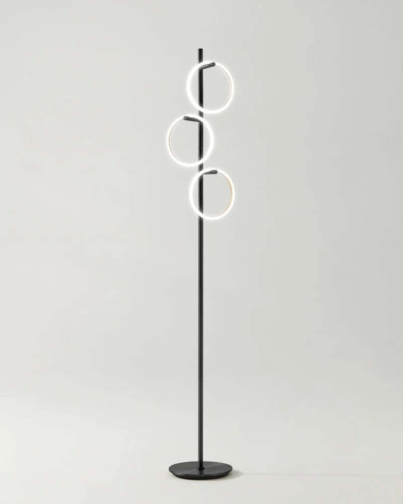 Vloerlamp Ring LED Dimbaar Goud Metaal 3 Lichtkringen Modern | Sansoti