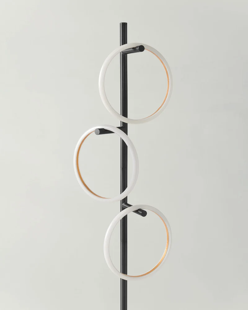Vloerlamp Ring LED Dimbaar Goud Metaal 3 Lichtkringen Modern | Sansoti