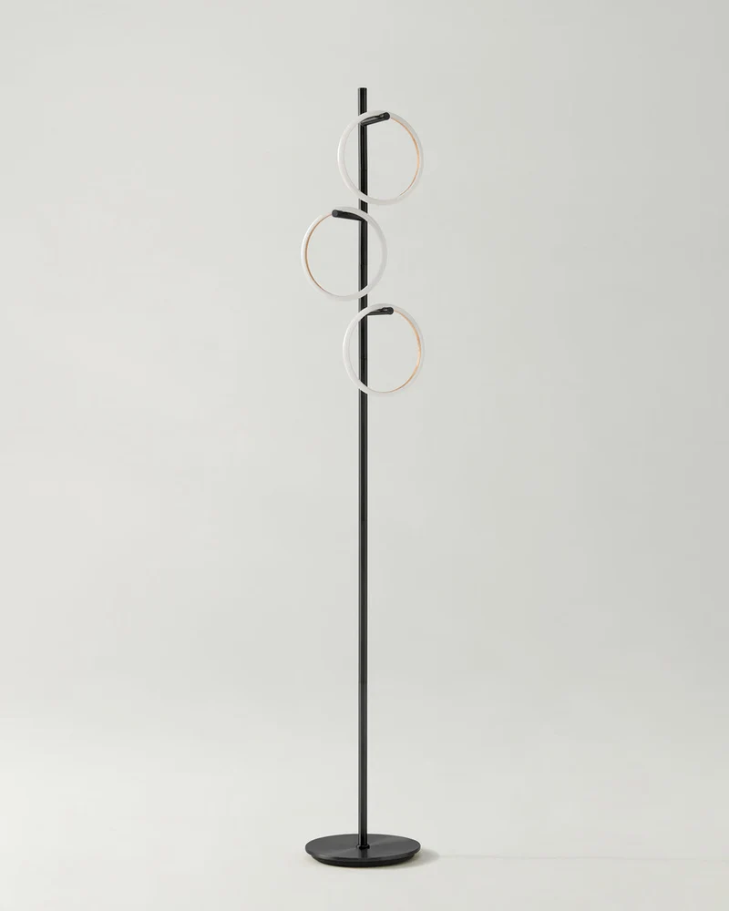 Vloerlamp Ring LED Dimbaar Goud Metaal 3 Lichtkringen Modern | Sansoti