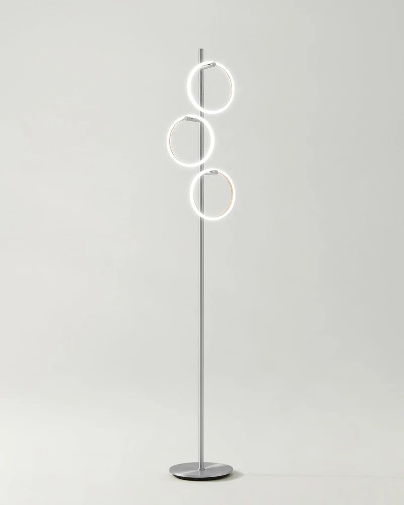 Vloerlamp Ring LED Dimbaar Goud Metaal 3 Lichtkringen Modern | Sansoti