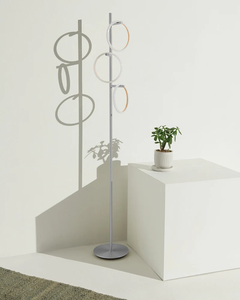 Vloerlamp Ring LED Dimbaar Goud Metaal 3 Lichtkringen Modern | Sansoti